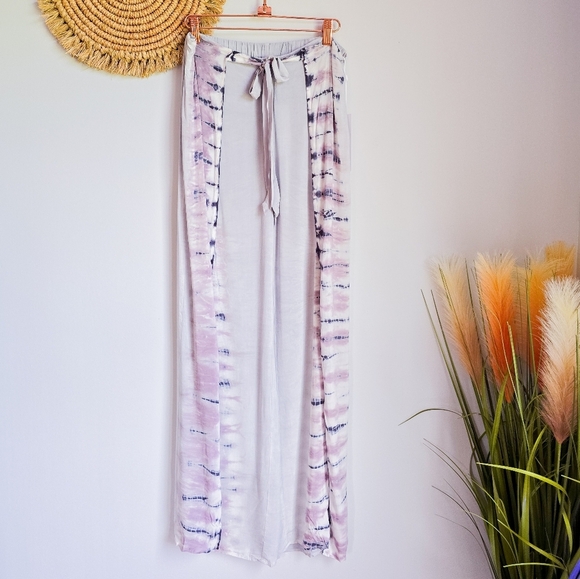 Young Fabulous & Broke, New Gray Tie Front Split Leg Harem Beach Pants Medium - Picture 12 of 12